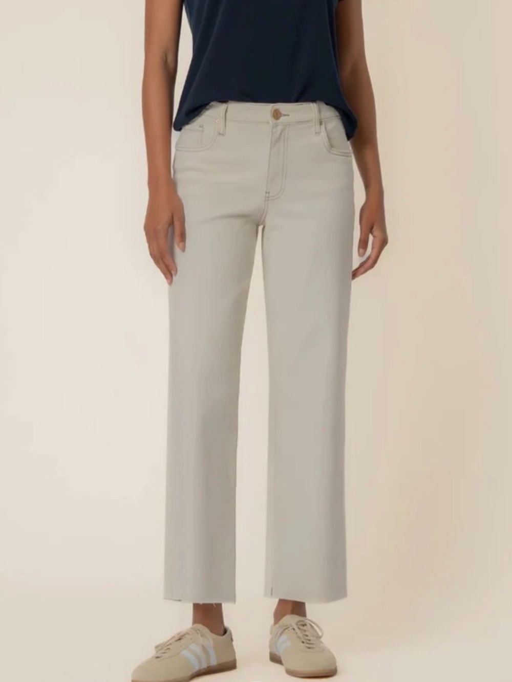 Kut from the Kloth Charlotte High Rise Wide Leg Ecru Jeans- size 12